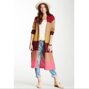 Free People Over The Rainbow Mohair Blend Long Duster Cardigan size small